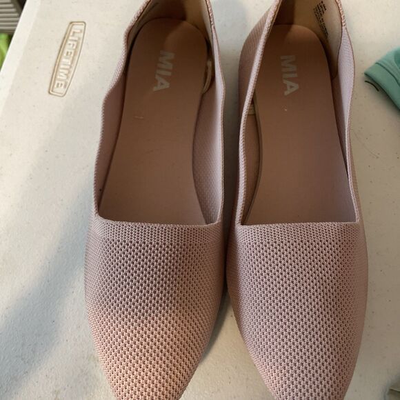 MIA Lixya Ballet Flats Women 9.5 Blush Knit Fabric Stretch Pointed Toe Slip on - Picture 2 of 13
